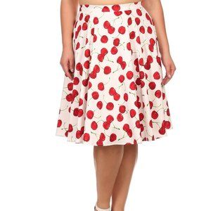 Eva Rose White Cherry Skirt With Pockets